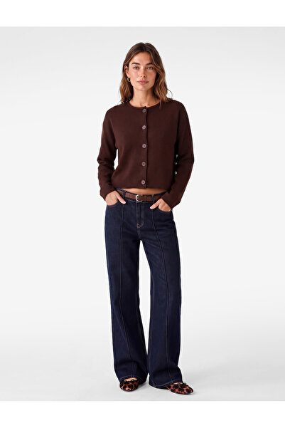 Koton Buttoned Long Sleeve Crew Neck Knitwear Cardigan