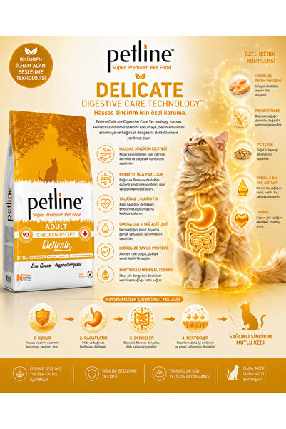 Petline Tavuklu Yetişkin Kedi Maması 20kg (2X10KG) - Delıcate