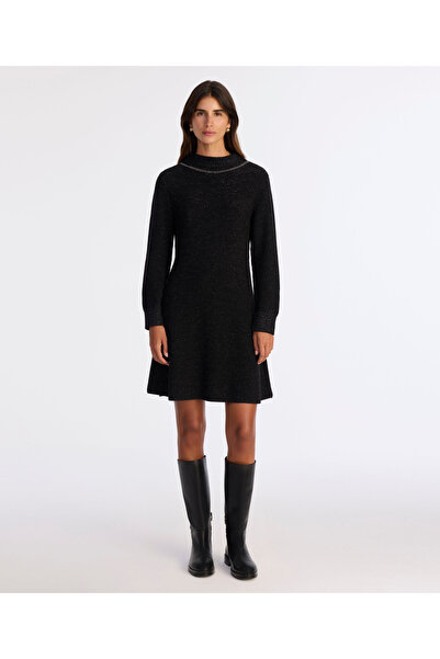 Yargıcı A Form Boat Neck Long Sleeve Dress