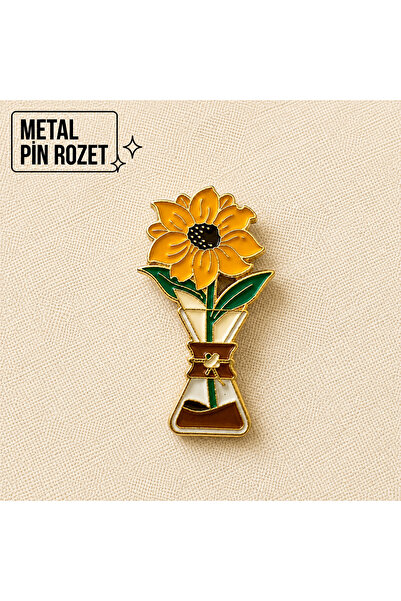DREAMIOGIFTANDBOX Ayçiçeği Çiçeği Metal Pin Rozet Vazolu Çiçek Broş Çanta Cek...