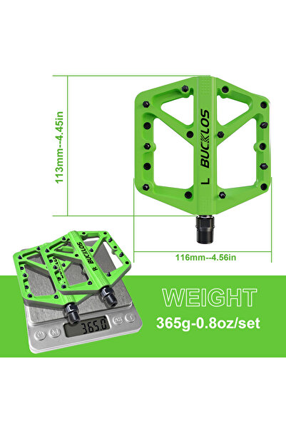BUCKLOS Green Pedals DU Bearing Bicycle Pedal Platform Ultralight Nylon Road ...
