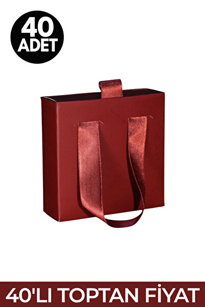 Majoral Box Mojoral Box 40'lı Paket Küçük Boy Çantalı Takı Kutusu(8x8cm) - Yü...