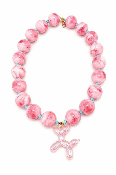 Marka Colorful Women's Necklace with Balloon Dog Figure Pink