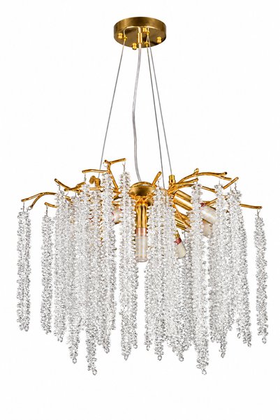 Apliqa Dina Serip Gold Kaplamalı Modern Tasarım Salon Kristal Sarkıt Avize