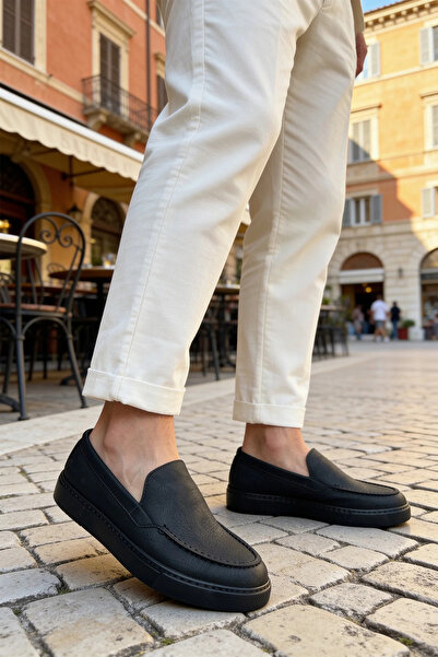 BASOLES Men's Black Casual Loafer Shoes Daily Comfortable Shoes