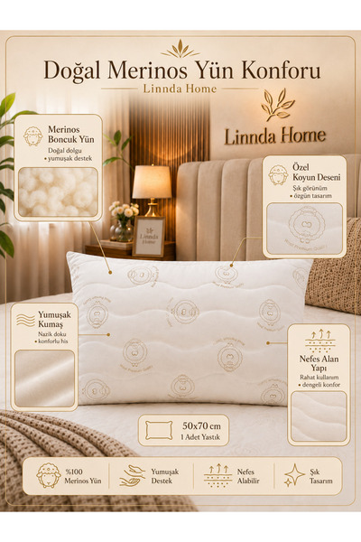 Linnda Home Ring 100% Merino Beaded Wool Pillow 1250 Gr from the Factory
