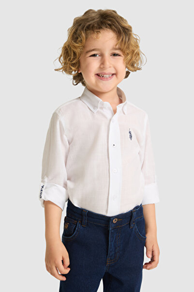 U.S. Polo Assn. Boy's White Long Sleeve Basic Shirt 50324683-Vr013