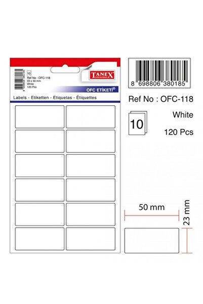 Tanex Ofc-118 (50 mm * 23 mm) White Office Label- (5 Pack)