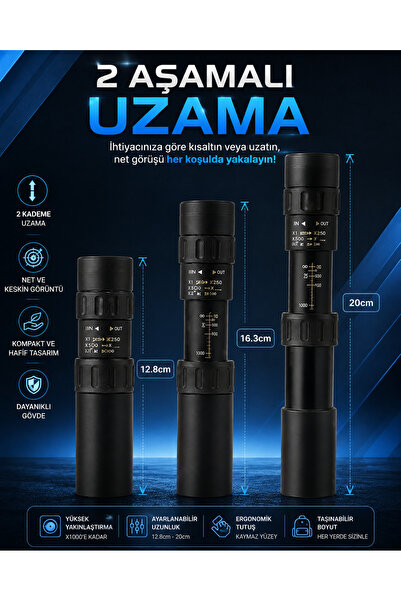 SZ MASTER -10-300x40mm Monoküler Taşınabilir Teleskop-Evrensel Telefon Klipsi-Tripod