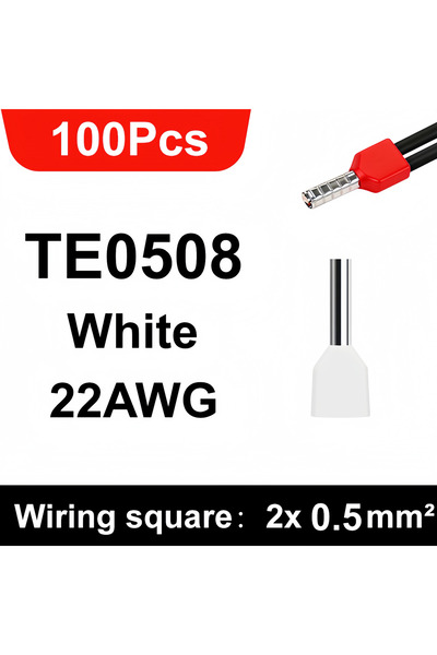 Choice8 100pcs-TE0508 100/700pcs TE Double Wire Tube PVC Insulated Terminal C...