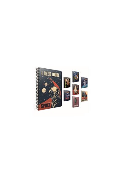 Gıpta Space Spiralli Karton Kapak Defter A4 80 Yaprak Çizgili 5343 (Karışık R...
