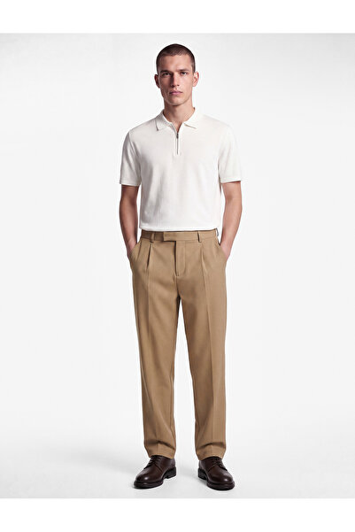 Koton Regular Fit Pocketed Viscose Blended Pleated Fabric Trousers