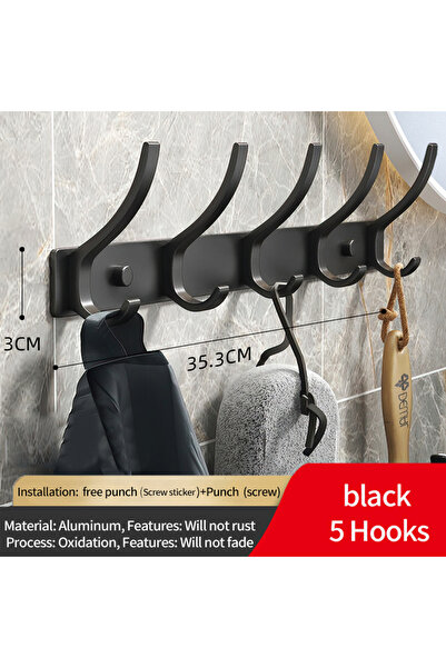 Choice black 5-hook YUNJIEYA Black White Folding Robe Hooks Towel Hanger Nail...