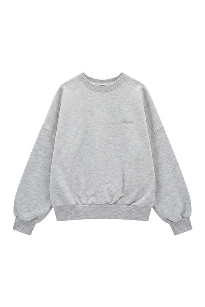 WINGS BRAND Hanorac oversize de damă cu guler rotund UNLEASH WINGS GRI