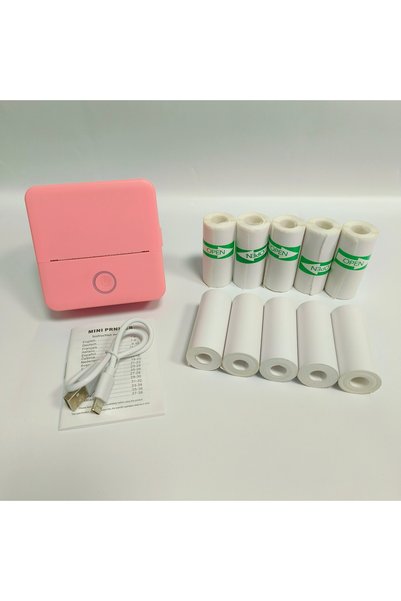 Choice Pink Wireless Mini Photo Printer Set with 5 Sticker Rolls & 5 Thermal ...