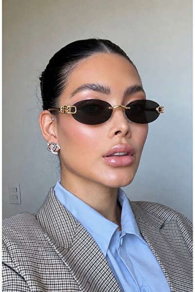 REN EYEWEAR Soren 48 Ekartman Oval Frameless Gold Metal Women's Sunglasses De...
