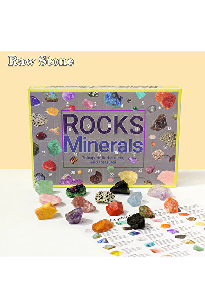 Choice 1set Raw stone 24pcs/set Natural Crystal Specimen Gift Box Children's ...
