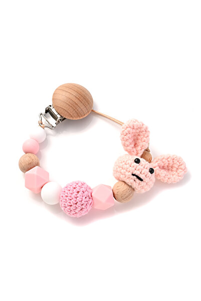 Choice1 Color 3 New Baby Wooden Pacifier Clip Wood Crochet Rabbit Teething So...