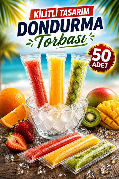 COLORPAK Kilitli Pratik Dondurma Poşeti 5,5x22 cm Ev Yapımı Dondurma ve Meyve...