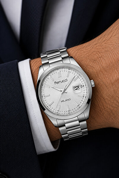 Ferrucci Calendar Steel Band Men's Wristwatch with Calendar 3 Atm Water Resis...