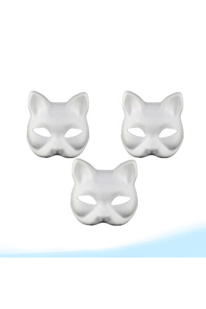 Choice1 3pcs White Plastic Cat Mask, White Role-Playing Anime Party Half Cost...