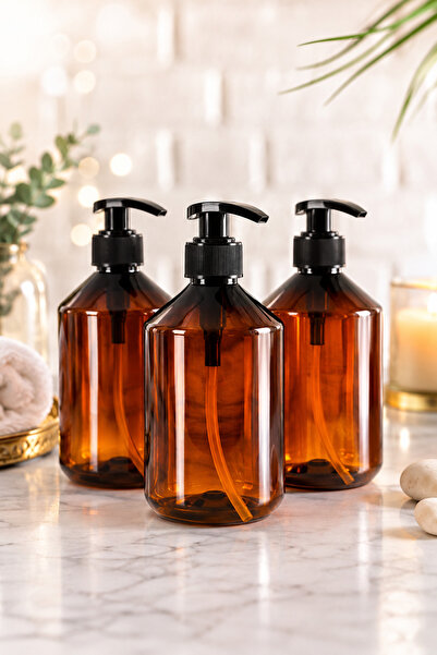 ANGDESİGN Amber Acrylic Liquid Soap Dispenser Set of 3 | |   Kitchen Bathroom...