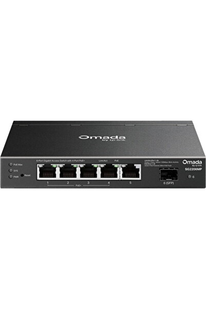 TP-LINK Switch Omada SG2206MP, 6 porturi RJ45, 1 port SFP, 4 porturi PoE+, 65...