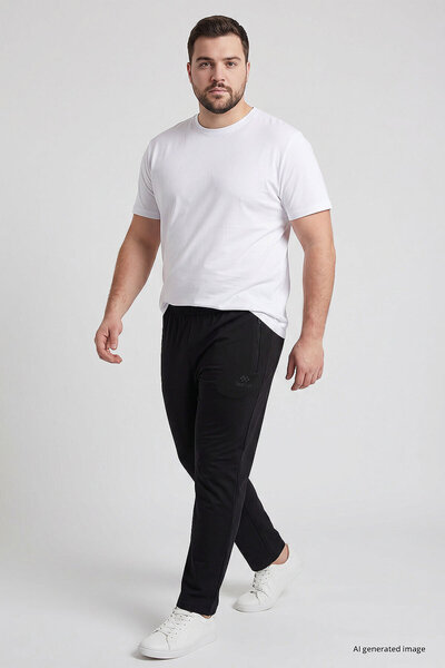 TOMMY LIFE Pantaloni de sport pentru bărbați, negri, cu fermoar, cu picioare ...