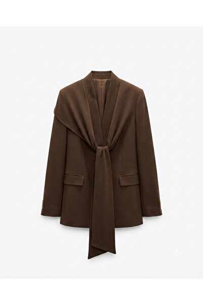 Bade Butik Coffee Shawl Blazer Jacket