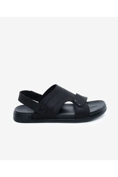 Greyder Erkek Siyah Hakiki Deri Sandalet 6Y1CS64683