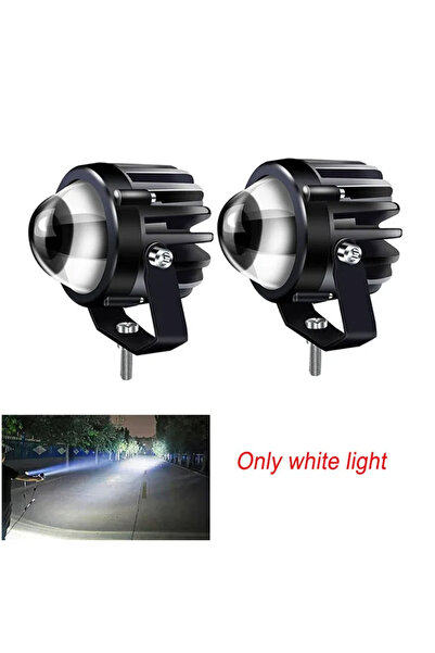 choice2 white-2pcs Motorcycle Projector Laser Light Led Lamp Headlights Fog L...