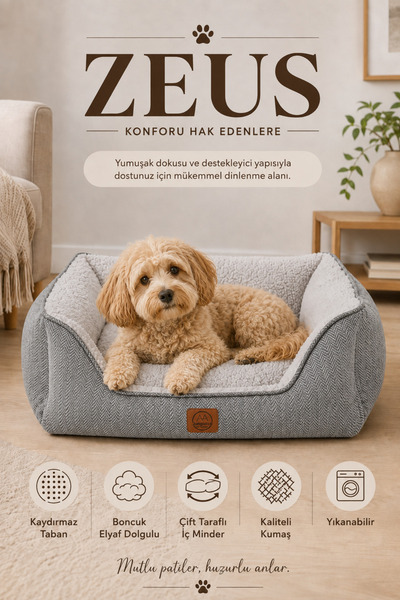 Jungolica Pet Products Zeus, Çift Taraflı Minderli, Kaydırmaz Tabanlı, Yıkana...