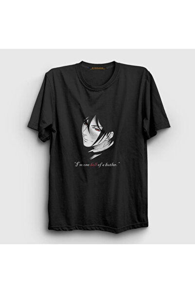 Presmono Unisex Black Sebastian Anime Kuroshitsuji T-shirt131463tt