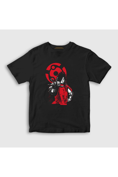 Presmono Unisex Kids Black Madara Anime Naruto T-shirt133882tt