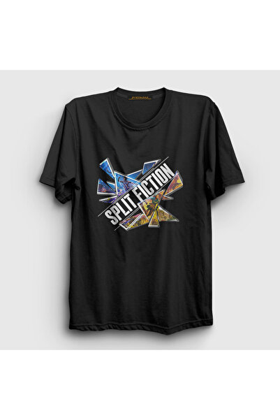 Presmono Unisex Black Cover Game Split Fiction T-Shirt 606491Tt