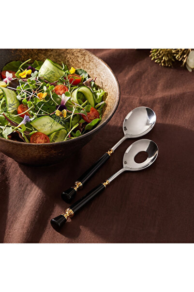 Jumbo Black Salad Serving Set - 2 Pieces