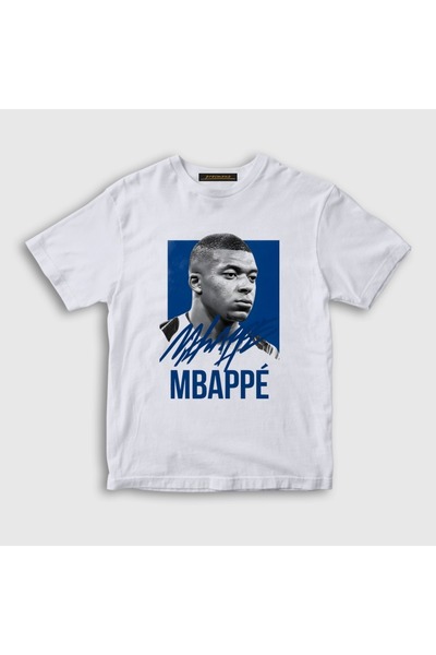 Presmono Unisex Kids White Signature Kylian Mbappe Football T-Shirt 615758Tt