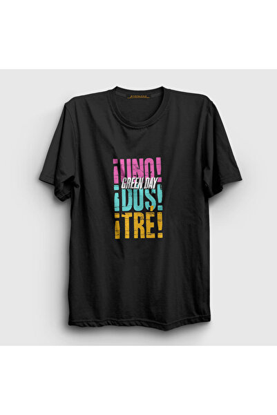 Presmono Unisex crna Uno Dos Tre Green Day T-shirt 55789tt