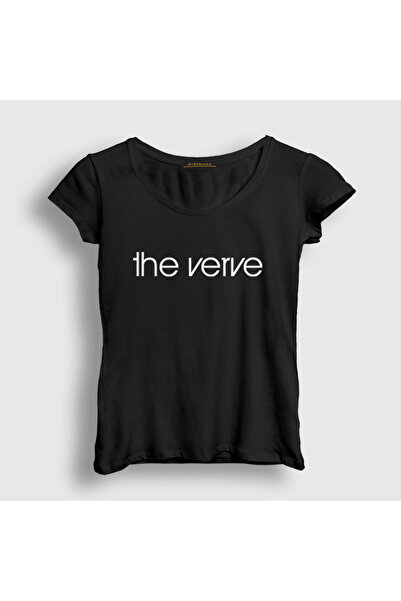 Presmono Women's Black Logo the Verve T-Shirt 578717Tt