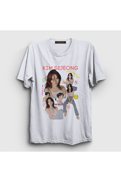 Presmono Unisex beli poster Kim Sejeong T-shirt 523973tt