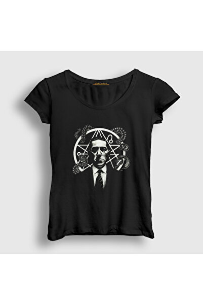Presmono Ženski crni poster HP Lovecraft T-shirt 561687tt