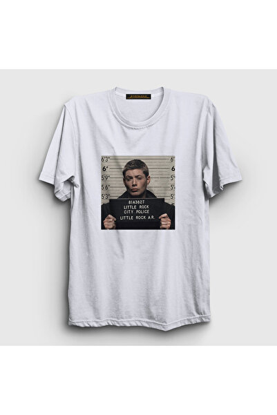 Presmono Unisex White Dean Winchester Jail Supernatural T-Shirt 507790Tt