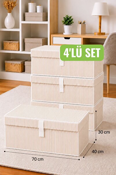 Helen's Home Set of 4 Large Size Box with Lid 70X40X30 Storage Box Blanket Qu...
