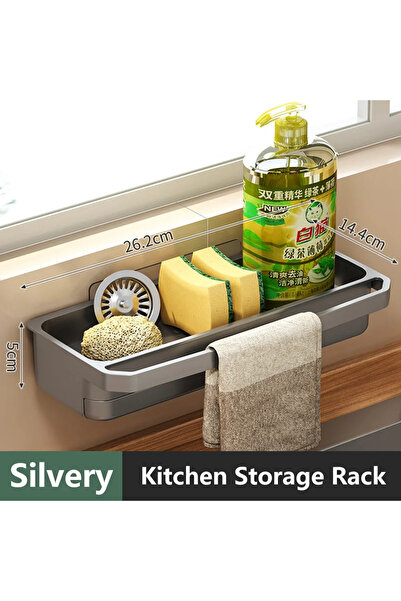 Choice gray-01 Kitchen Sink Organizer Drain Rack Self-draining Shelf Sponge H...