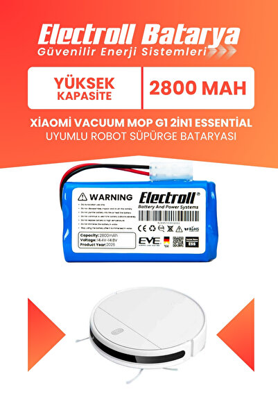 ELECTROLL Xiaomi Mi Vacuum Mop G1 2in1 Essential Uyumlu Batarya (YÜKSEK KAPAS...