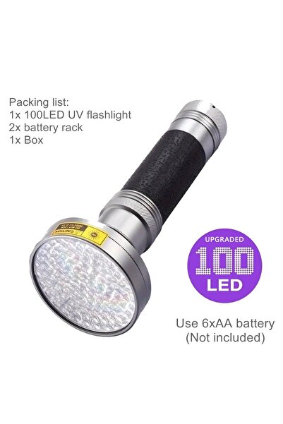 Choice1 Grey Alonefire 100LED 395-405nm UV Flashlight Powerful Ultraviolet Cu...