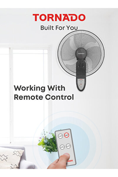 Tornado Wall Fan 16 Inch 4 Blades Remote Grey EPS-16RG 220 W