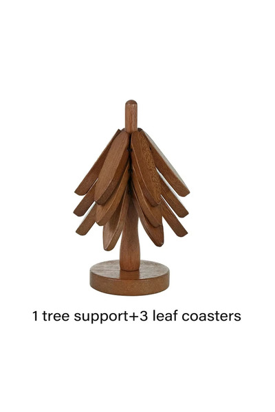 Choice1 L A 3/4/5PCS Tree Design Stand Bamboo Wooden Trivets Decorative Anti ...