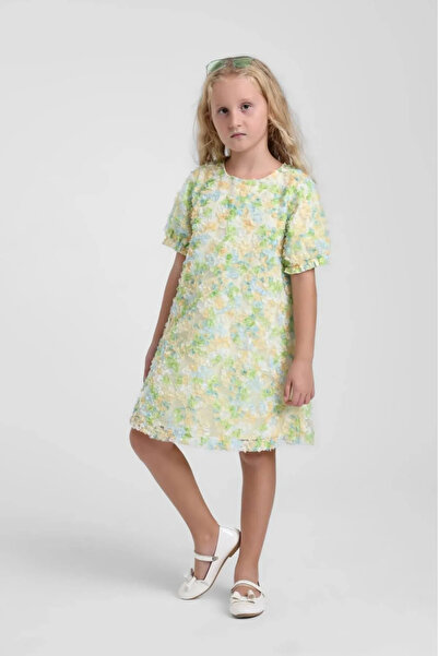 HAUSEkids 5-9 Years Old Colorce Love Girl's Dress-Green