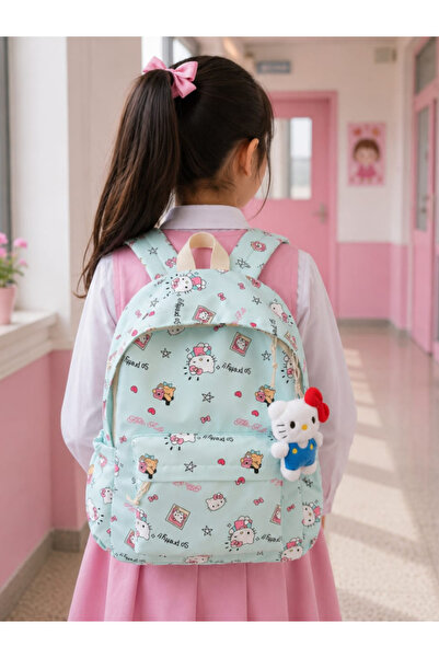 Hello Kitty حقيبة ظهر هيلو كيتي، حقيبة مدرسية. مع دمية قطيفة صغيرة